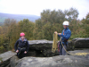 David Jennions (Pythonist) Climbing  Gallery: PICT0009HelenAndTucChockstoneCHimneyTop.JPG